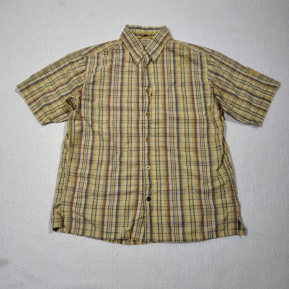 Mountain Hardwear Shirt Mens Medium Plaid Yellow OM3437 Organic Cotton S/S